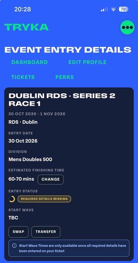 Tryka Men's doubles 500 or can be swapped for other divisions