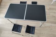 KADAX Folding Camping Table Set with 4 Chairs