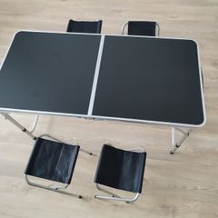 KADAX Folding Camping Table Set with 4 Chairs