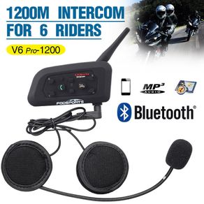 1200m 6 Riders BT Intercom Bluetooth Motorcycle Helmet Interphone Headset V6 FM Helmet Intercom V6 Pro Helmet Intercom 6 Rider 1200M Motorcycle Bluetooth Intercom Headset Walkie Talkie