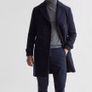 REISS Double Breasted Wool Blend Coat in Navy Image 2