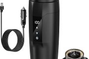 12V 350ml Electric Kettle with 40 100C Temperature Adjustable, Portable Coffee Warmer, Mini 304 Stainless Steel Liner Water Heating Mug, 80W Electric Travel Cup Bottle, Leak-proof