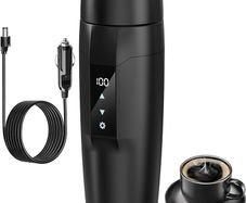12V 350ml Electric Kettle with 40 100C Temperature Adjustable, Portable Coffee Warmer, Mini 304 Stainless Steel Liner Water Heating Mug, 80W Electric Travel Cup Bottle, Leak-proof