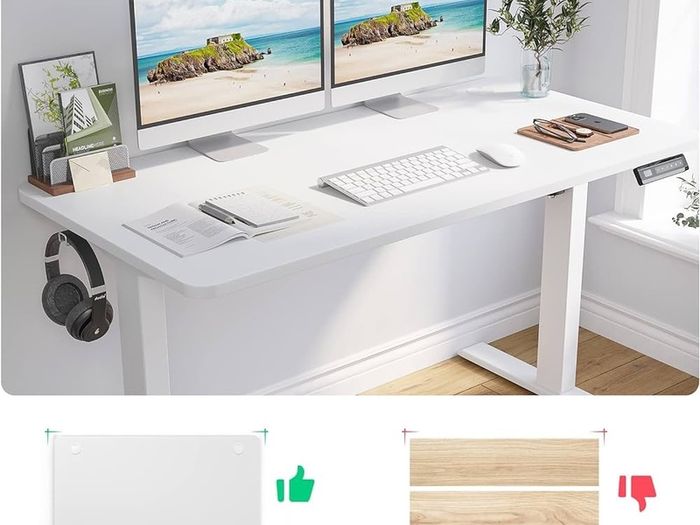 Electric Height Adjustable Standing Desk 120 X 60cm,Sit Stand Desk with Whole Board for Home Working,White