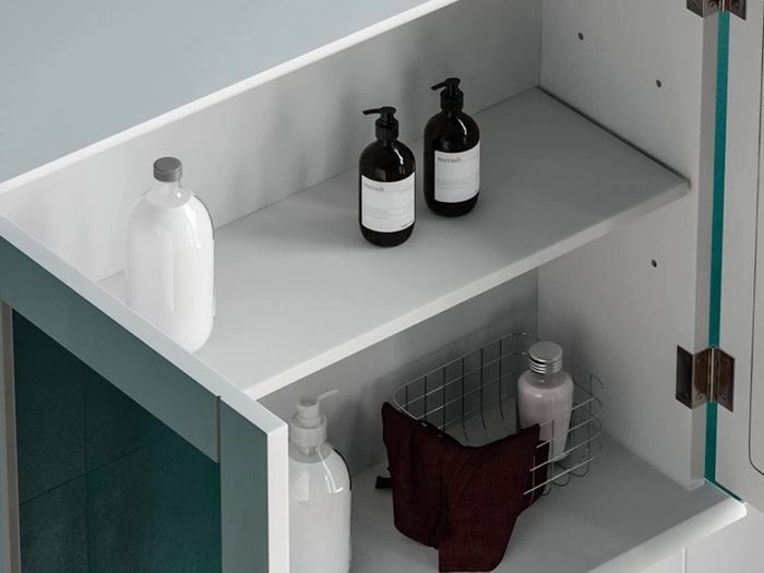 Double Door Mirrored Bathroom Cabinet Storage Cupboard Wall Mounted, White (FREE POSTAGE)