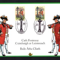 1995 Ireland 250th Anniversary of Battle of Fontenoy Stamps Joint Issue with Belgium Card with First Day Issue (FDI) pictorial cancel
