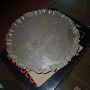Antique Solid Silver Tray on Bracket Pod Feet.