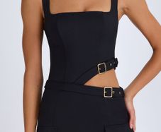 Oh Polly Black Acadia Cutout Cargo Dress
