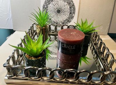 Vintage Style Silver Mirror Tray