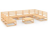 10 Piece Garden Lounge Set Solid Pinewood