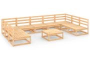 10 Piece Garden Lounge Set Solid Pinewood