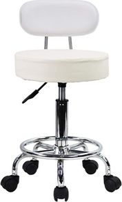 PU Leather Rolling Stool Mid-Back with Footrest Height Adjustable Office Computer Home Drafting Swivel Task Chair with Wheels MULTIPLE COLOURS AVAILABLE (FREE POSTAGE)