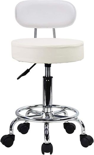 PU Leather Rolling Stool Mid-Back with Footrest Height Adjustable Office Computer Home Drafting Swivel Task Chair with Wheels MULTIPLE COLOURS AVAILABLE (FREE POSTAGE)