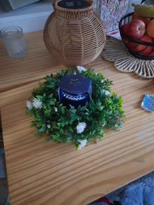 candle and wreath centrepiece