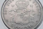 Silver 5 pesetas 1885