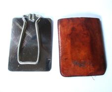 Vintage Steel Shaving Mirror & Leather Pouch. Military??