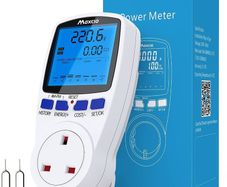 Maxcio Power Meter Energy Monitor Dual Tariff with Backlight LCD Display UK Plug, Upgrade Electricity Usage Monitor Consumption Analyzer Voltage Amp Watt KWH Outlet Power Meter Socket for Home/Office