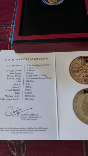 2024 St. Helena East India Company Gold Proof "Cruciform & Sceptre"