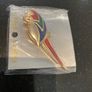 Large red tri-coloured parrot brooch (new, multiple) Image 3