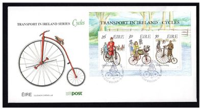 1991 Ireland Early Bicycles Commemorative Stamps Miniature Sheet An Post First Day Cover (FDC)