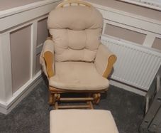 Wooden rocking chair with footrest