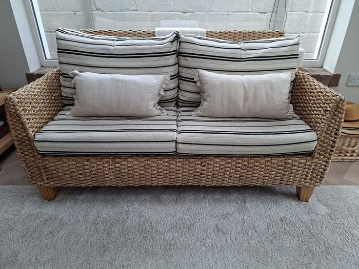 Indoor Rattan 2 seater sofa and 2 chairs