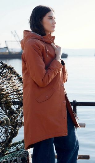 Seasalt Cornwall Brown Plant Hunter Cotton Waterproof Coat