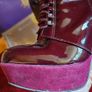 Carvela lace up burgundy patent leather and suede boots stiletto high heels 5 Image 5
