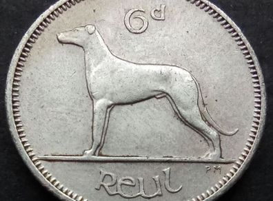 [#448] - Ireland 1959 | Irish 6p | Six Pence | Wolfhound | KM.13a