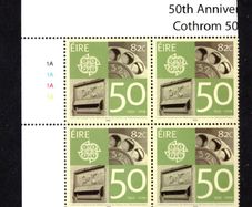 2009 Ireland The 50th Anniversary of CEPT Commemorative Stamp Plate Block 1A1A1A1A Mint Never Hinged (MNH)