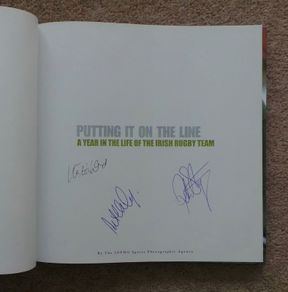 Ireland rugby book signed by 3 legends