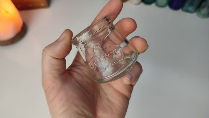 236 - Set of 3 1950s Vintage Clear Glass Embossed Letters Science Medicine Pills Chemicals Collectible Decorative Jars