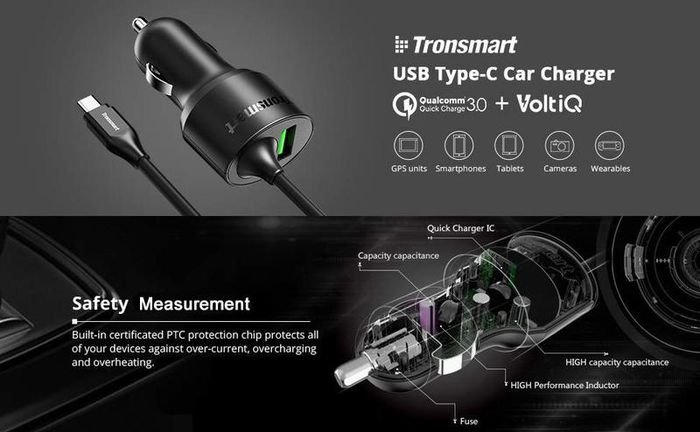 Tronsmart CCTA USB Type-C/Micro USB QC 3.0 Quick Car Charger 3.0 Certified 33W (Brand New/Warranty)