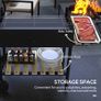 Charcoal BBQ Grill, Barbecue Trolley with Double Adjustable Grill, Side Table, Storage Shelf and Wheels for Outdoor Garden Party Cooking, Black Image 4