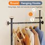 Clothes Rail, Hall Tree, Freestanding Coat Rack with Wooden Storage Shelf, 4 Hooks, Compact Clothes Organiser Garment Stand for Home Hallway Bedroom W51xD39xH157cm Image 4