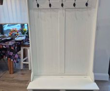White hall stand with storage bench