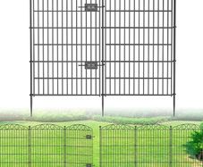 12 Panel No Dig Decorative Garden Fence with Gate - 107cm H x 8.1 m L, Tall Animal Barrier for Dogs Rabbits, Rustproof Metal Wire Panels for Yard, Patio, and Outdoor Border Use