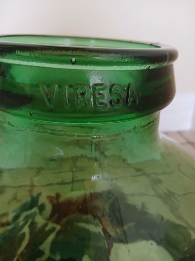 Vintage Viresa Terrarium from 1960s or 1970s.  Green Verdi Glass.