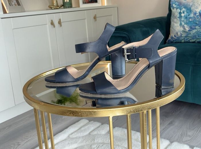 Ladies Navy Block Heel Sandals by Carvela