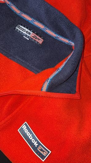 Vintage Reebok Red/Orange Fleece Quarter Zip Pullover Jacket Y2K Size L-XL