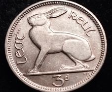 Ireland - 1968 - Error Weak Strike - 3 Pence - Hare - Km.12a - Unc - [773]