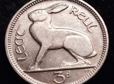 Ireland - 1968 - Error Weak Strike - 3 Pence - Hare - Km.12a - Unc - [773]