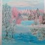 Original Pastel Winter Landscape Acrylic Painting Image 2