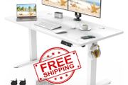 NEW SALE | 120 x 60cm Electric Standing Desk with USB Charging Port (New Sedentary Reminder), Height Adjustable Standing Desk with Cable Tray and Wheels