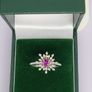 Purple Garnet, White Zircon Firework Ring in Rhodium Overlay Sterling Silver, 0.627 Ct. Image 2