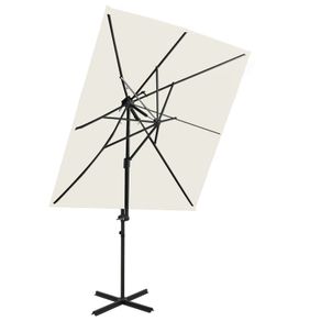 Cantilever Umbrella with Double Top Sand 250x250 cm