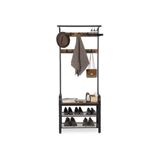 Industrial Style  Coat Rack Wardrobe & Bench Create a spring-like, inviting entrance area with this coat rack with bench that warmly welcomes your guests.