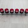 Six Red votive candle holder glass and black wrought iron Image 3