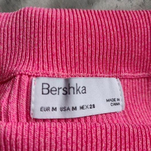 Pink Mini Skirt With Straps At Waist, BERSHKA, size M
