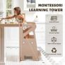 Wooden Kitchen Step Helper Learning Standing Tower with Slide 3 Levels Adjustable Heights Standing Step with Chalkboard Multifunctional Kids Step Stool Suit for Kitchen Counter and Children's Room Image 5